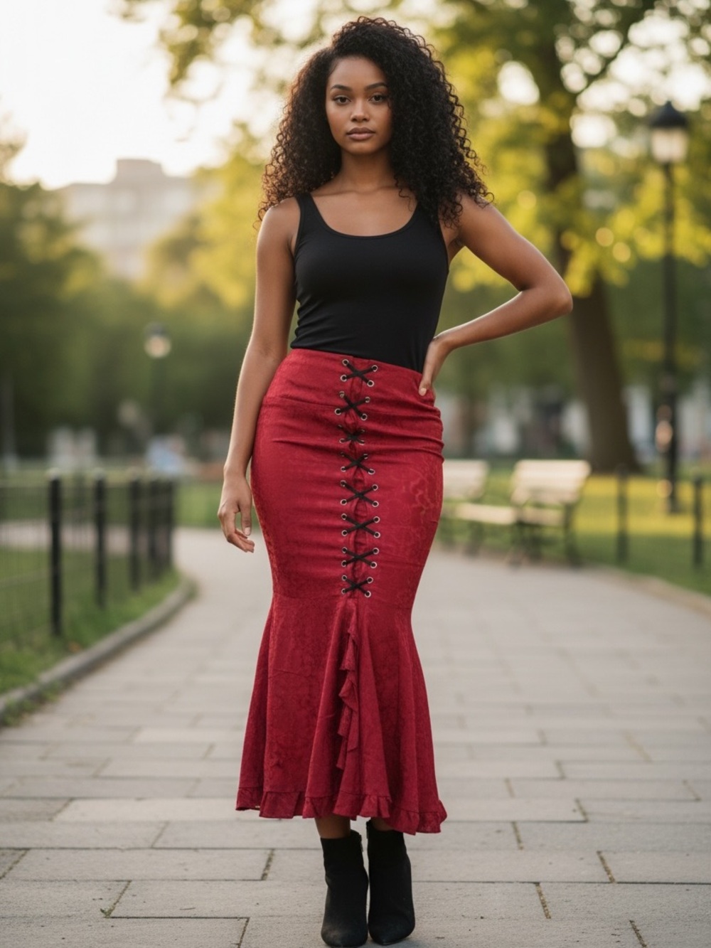 Brick reddish colored skirt